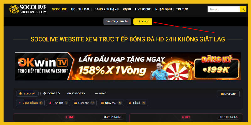 Hướng dẫn xem bóng đá trực tiếp trên Socolive
